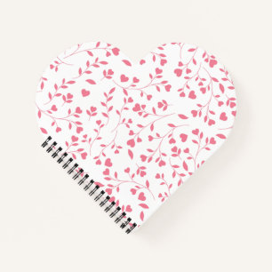 Romantisch Roze Hart Ranken Wit Patroon Notitieboek