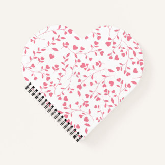 Romantisch Roze Hart Ranken Wit Patroon Notitieboek