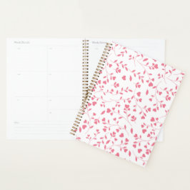 Romantisch Roze Hart Ranken Wit Patroon Planner