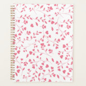 Romantisch Roze Hart Ranken Wit Patroon Planner (Voorkant)