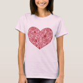 Romantisch Roze Hart van Bloemen Valentijnsdag T-shirt (Voorkant)