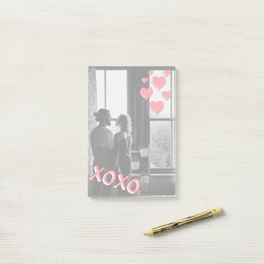 Romantisch roze harten XOXO Foto Post-it® Notes (Op bureau)