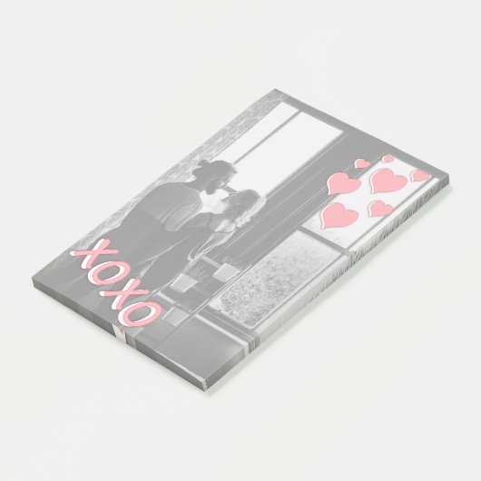 Romantisch roze harten XOXO Foto Post-it® Notes (Schuin)