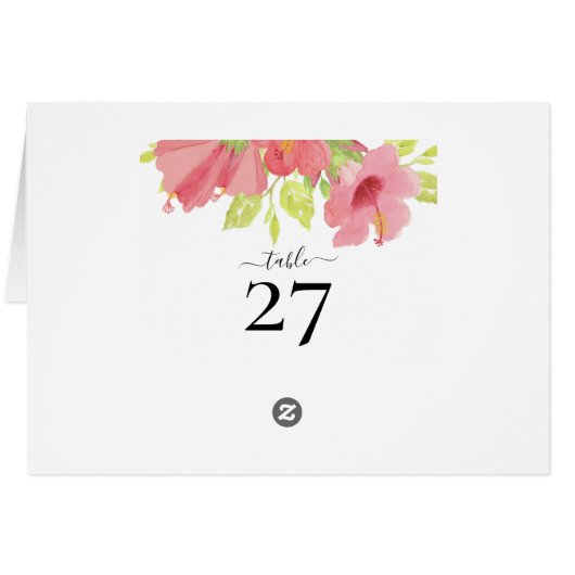 Romantisch roze hibiscus Blooms Wedatafel nummer (Achterkant Horizontaal)