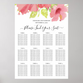 Romantisch Roze Hibiscus Trouwstoel Grafiek Poster