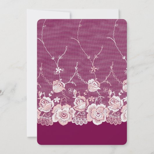 Romantisch Roze Kant Bloemen Huwelijk Kaart (Achterkant)