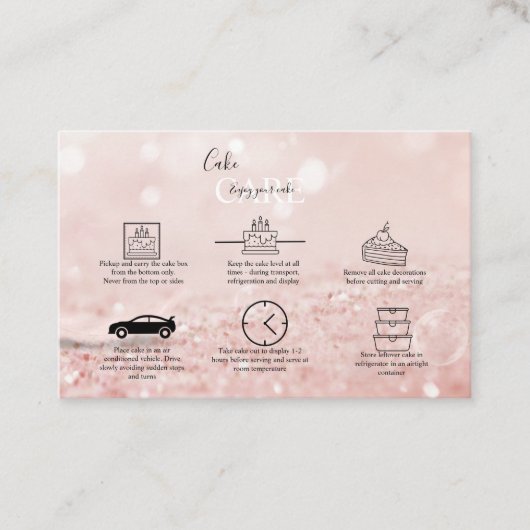 Romantisch roze lichteffect glitter Cake Busi Visitekaartje (Voorkant)