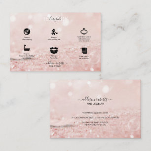 Romantisch roze lichteffect glitter Jewelry Care B Visitekaartje