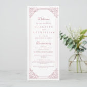 Romantisch Roze Lijst Elegant Script Programma (Staand voorkant)