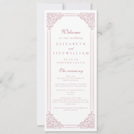 Romantisch Roze Lijst Elegant Script Programma (Voorkant)