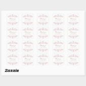 Romantisch Roze   Lijst Elegant Script Vierkante Sticker (Vel)
