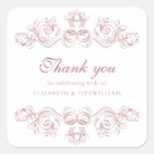 Romantisch Roze   Lijst Elegant Script Vierkante Sticker (Voorkant)