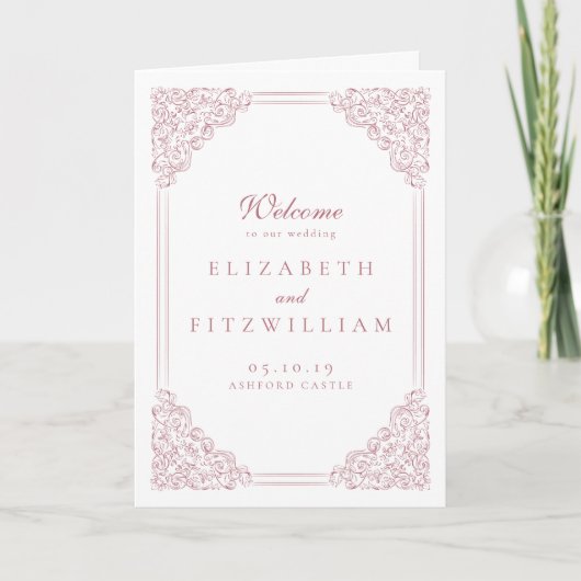 Romantisch Roze  Lijst Elegant Script Wedding Programma (Voorkant)