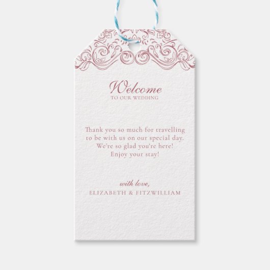  Romantisch Roze  Lijst Welkom Cadeaulabel (Voorkant)