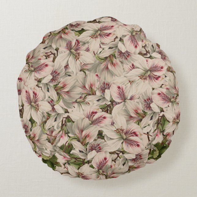 Romantisch roze  lily Waterverf stijlvol in plaats Rond Kussen (Achterkant)