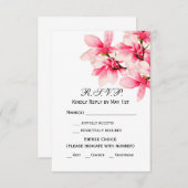 Romantisch Roze Magnolia Bloemen Huwelijk RSVP (Voorkant / Achterkant)