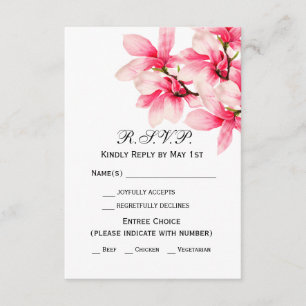 Romantisch Roze Magnolia Bloemen Huwelijk RSVP Kaartje