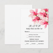 Romantisch Roze Magnolia Bloemen Huwelijk RSVP Kaartje (Voorkant / Achterkant)