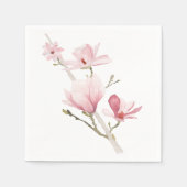 Romantisch Roze Magnolia's Groen servetten (Voorkant)