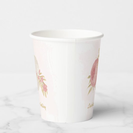 Romantisch roze met bloemen goud botanisch papieren bekers (Rechts)