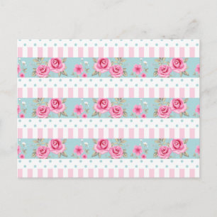Romantisch  Roze & Mint Bloemen Rozen Patroon Briefkaart