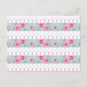 Romantisch  Roze & Mint Bloemen Rozen Patroon Briefkaart (Voorkant)