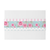 Romantisch  Roze & Mint Bloemen Rozen Patroon Uitnodigingen Wikkel (Achterkant Voorbeeld)