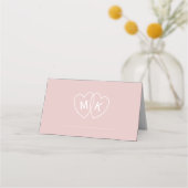 Romantisch Roze Monogrammed Hearts Tafel Plaats Ka Plaatskaartje (Voorkant)