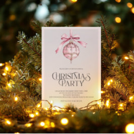 Romantisch Roze Ornament Kerstfeest Uitnodiging
