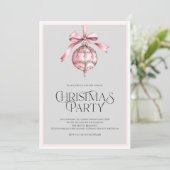 Romantisch Roze Ornament Kerstfeest Uitnodiging (Staand voorkant)