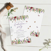Romantisch Roze Paarse Bloemen Graduation Party Kaart