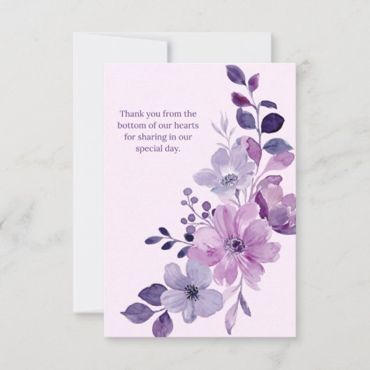 Romantisch Roze & Paarse Bloemen Huwelijksuitnodig Kaart (Voorkant)