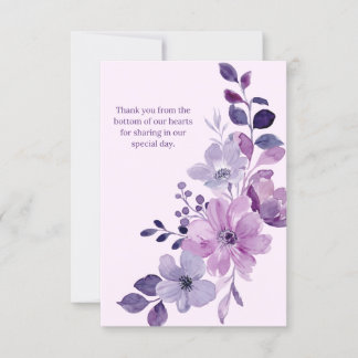 Romantisch Roze & Paarse Bloemen Huwelijksuitnodig Kaart