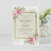 Romantisch roze Paarse salie groene bladeren goud Kaart (Staand voorkant)