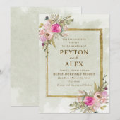 Romantisch roze Paarse salie groene bladeren goud Kaart (Voorkant / Achterkant)