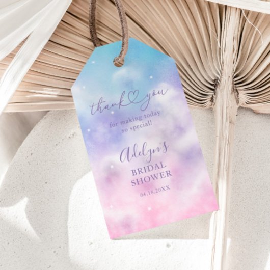 Romantisch Roze Paarse Wolken Vrijgezellenfeest Cadeaulabel