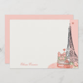Romantisch Roze Parijs Thema gepersonaliseerd Notitiekaartje (Voorkant / Achterkant)