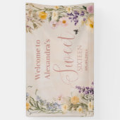 Romantisch Roze Pastel Wildflowers Sweet 16 Spandoek (Verticaal)