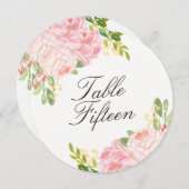 Romantisch Roze Pioenen Ronde Tafel Aantal Kaarten (Voorkant / Achterkant)