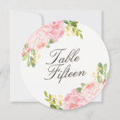 Romantisch Roze Pioenen Ronde Tafel Aantal Kaarten (Voorkant)