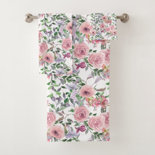 Romantisch Roze Pioenen & Rozen Bloemen Bad Handdoek (Insitu)