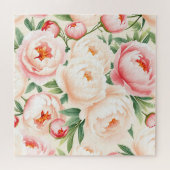 Romantisch Roze Pioenpatroon Legpuzzel (Horizontaal)