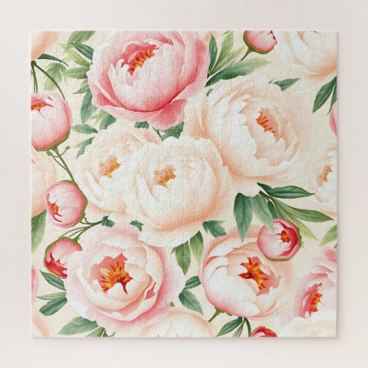 Romantisch Roze Pioenpatroon Legpuzzel (Verticaal)