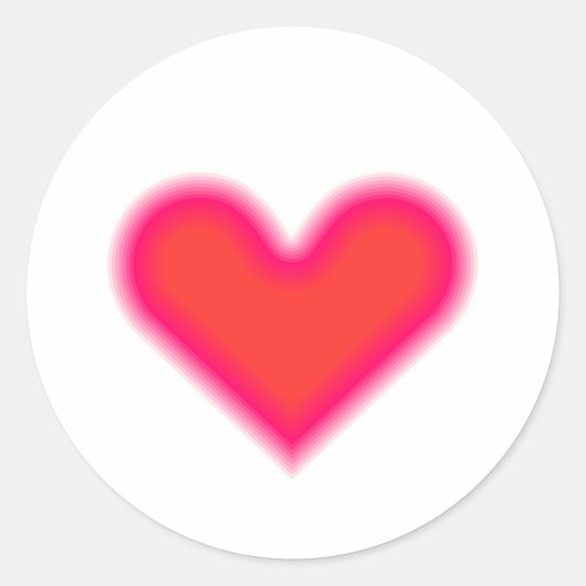 Romantisch Roze Rode Hart Optische Kunst Ronde Sticker (Voorkant)