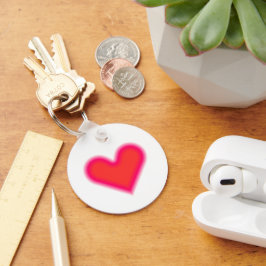 Romantisch Roze Rode Hart Optische Kunst Valentijn Sleutelhanger