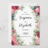 Romantisch roze rood wit mint floraal Vrijgezellen Kaart (Voorkant)