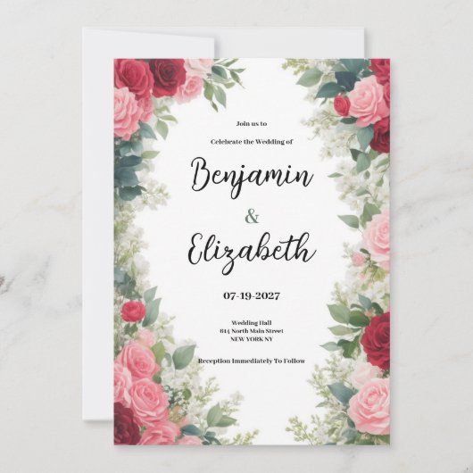 Romantisch roze rood wit mint floraal Vrijgezellen Kaart (Voorkant)