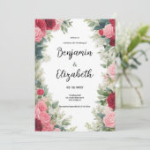 Romantisch roze rood wit mint floraal Vrijgezellen Kaart (Staand voorkant)