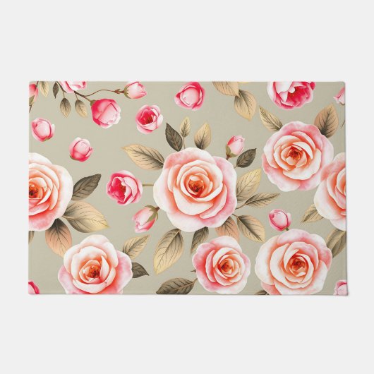 Romantisch roze roos bloemmotief deurmat (Voorkant)