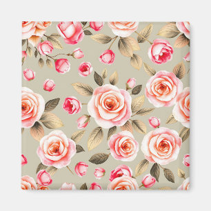 Romantisch roze roos bloemmotief magneet